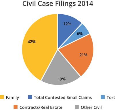 Pie chart showing Civil Case Filings in 2014